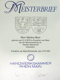 Meisterbrief Markus Reul