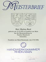 Meisterbrief Markus Reul